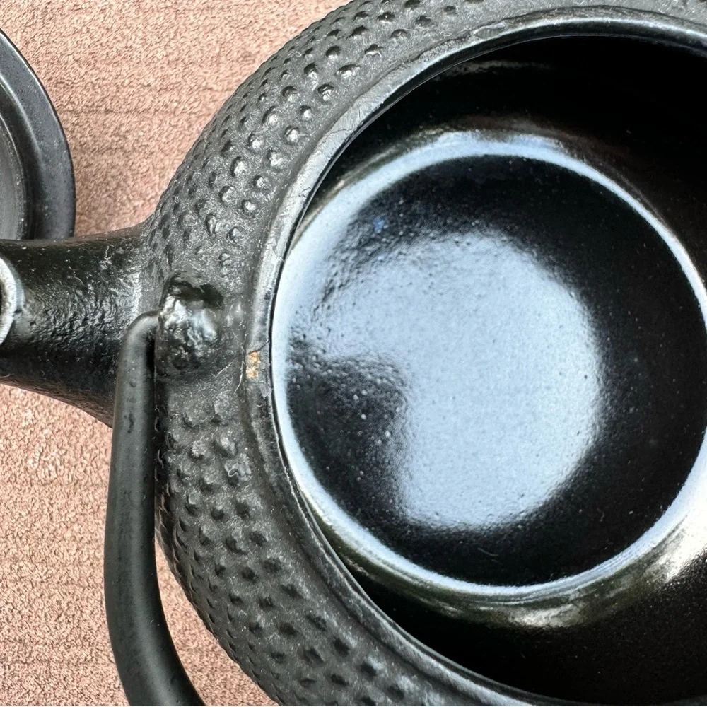 Japanese Cast Iron Arare Hobnail Tetsubin Style Teapot Infuser Black Made Japan